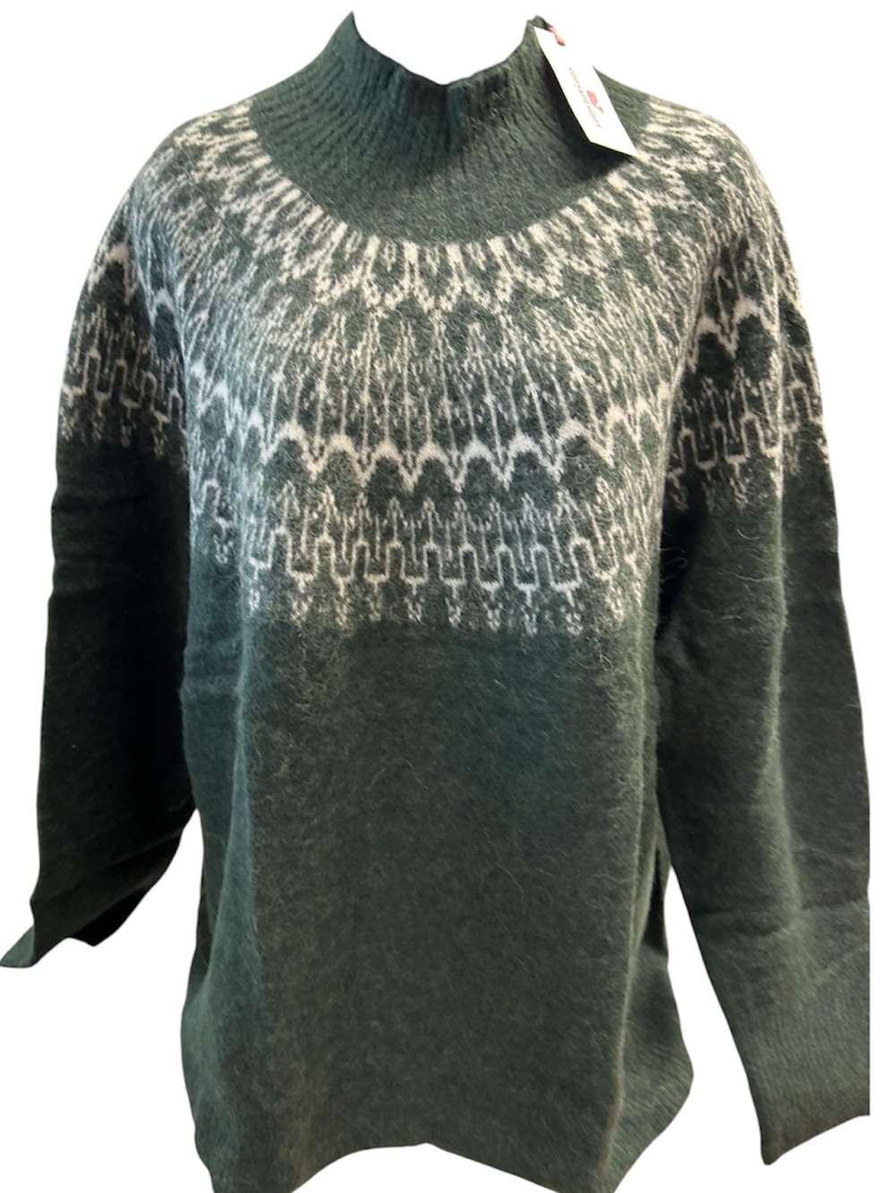 Vineyard Vines Alpine Fair Isle Mock Neck Sweater 3X Green Cozy NWT